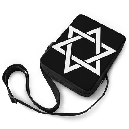 Black And White Star of David Print Rectangular Crossbody Bag