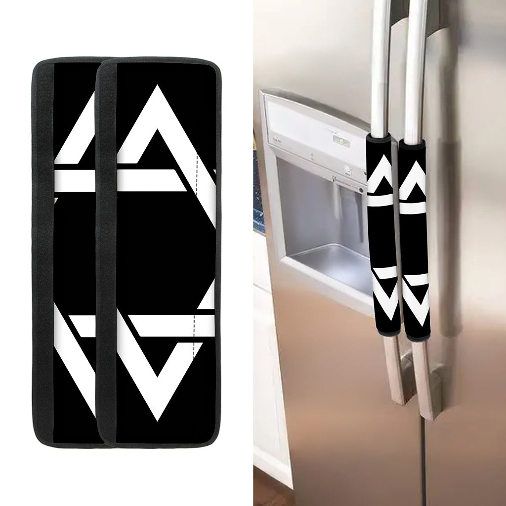 Black And White Star of David Print Refrigerator Handle Covers