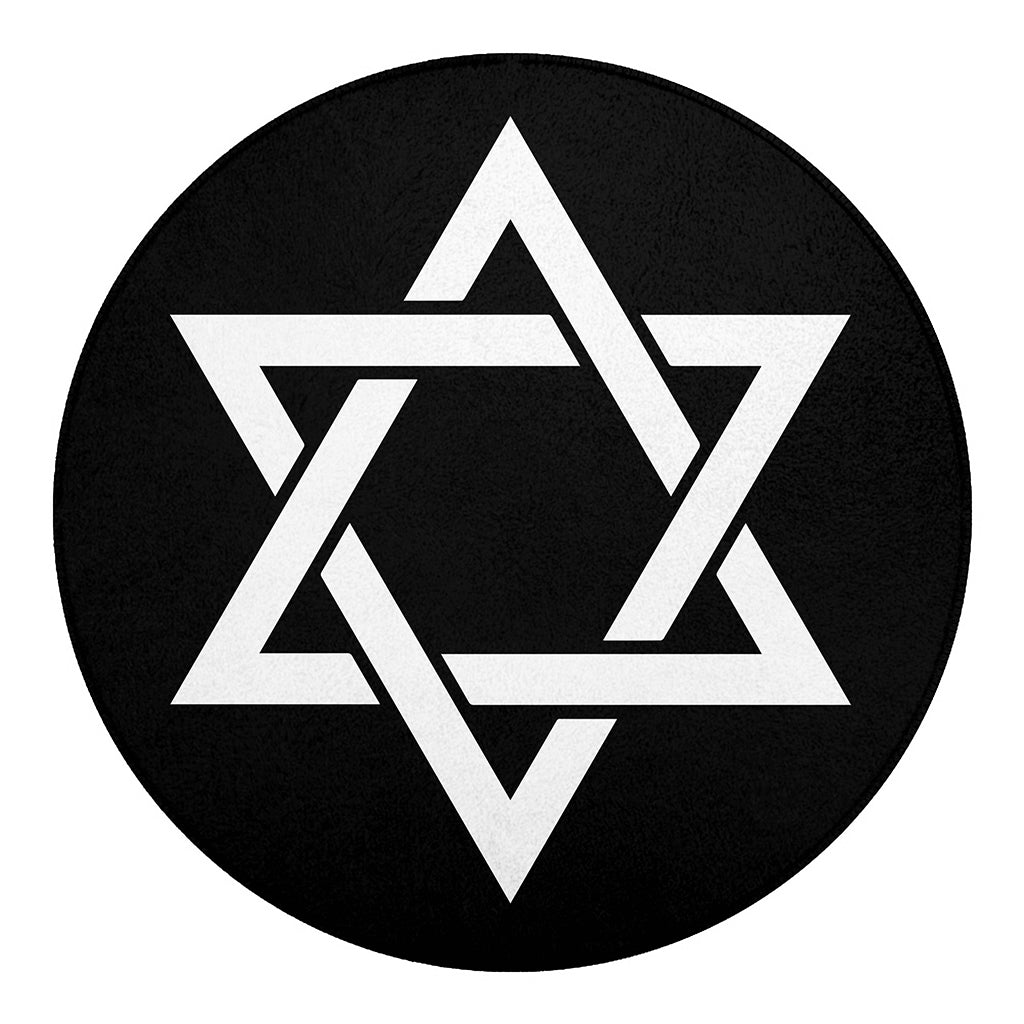 Black And White Star of David Print Round Blanket