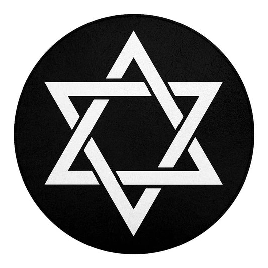 Black And White Star of David Print Round Blanket