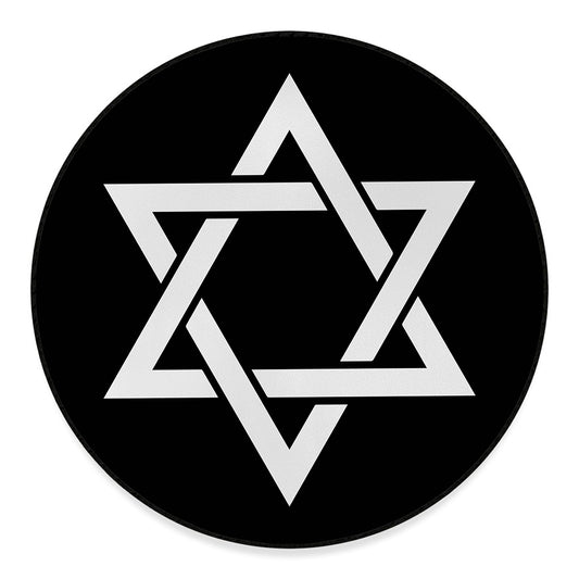 Black And White Star of David Print Round Floor Mat