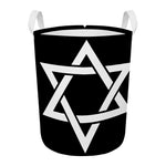 Black And White Star of David Print Round Laundry Basket