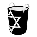 Black And White Star of David Print Round Laundry Basket