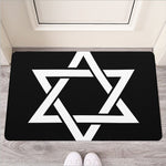 Black And White Star of David Print Rubber Doormat