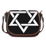 Black And White Star of David Print Saddle Bag