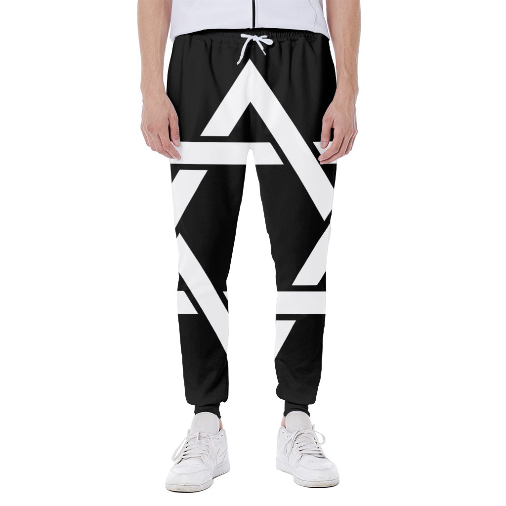 Black And White Star of David Print Scuba Joggers