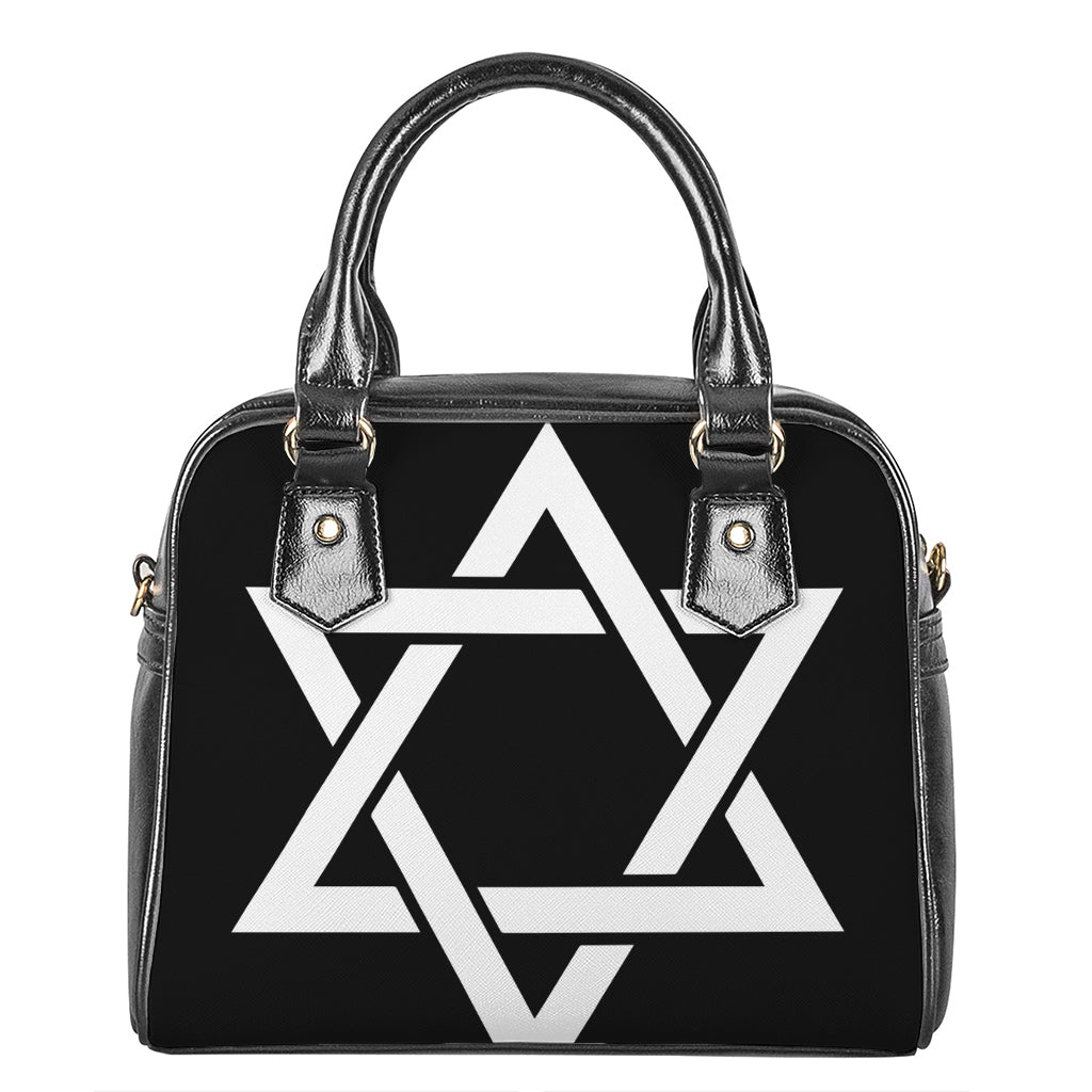 Black And White Star of David Print Shoulder Handbag