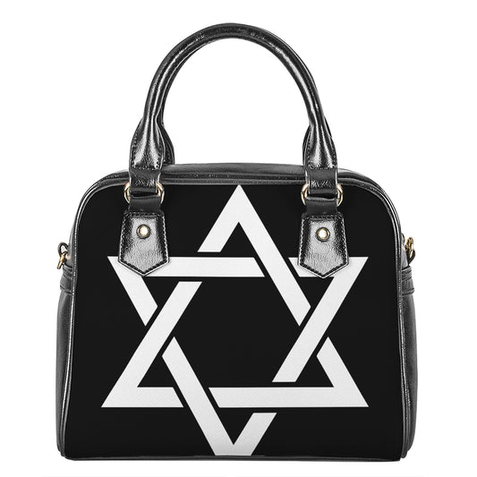 Black And White Star of David Print Shoulder Handbag