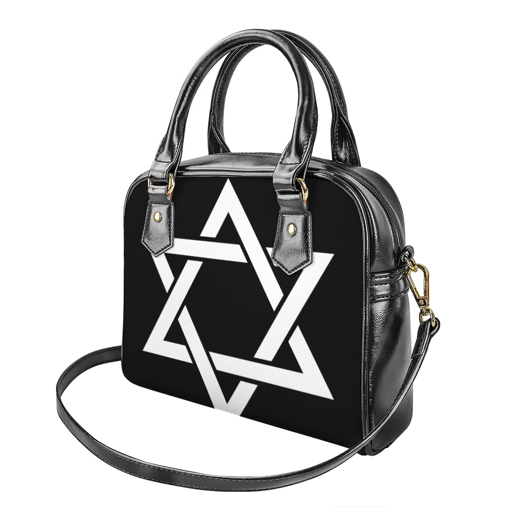 Black And White Star of David Print Shoulder Handbag