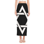 Black And White Star of David Print Side Slit Maxi Skirt