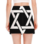 Black And White Star of David Print Side Slit Mini Skirt