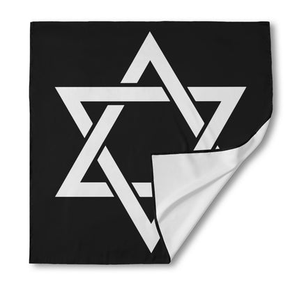 Black And White Star of David Print Silk Bandana