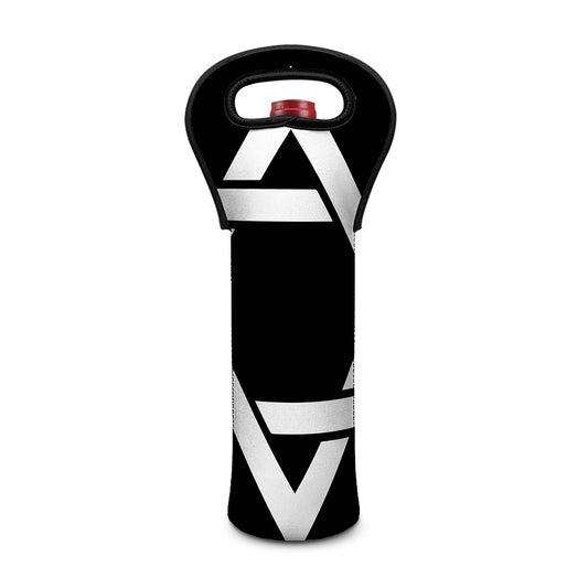Black And White Star of David Print Single Neoprene Wine Tote