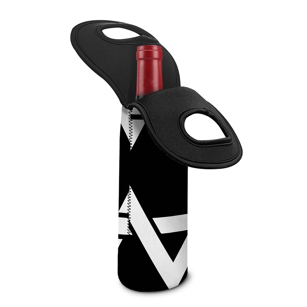 Black And White Star of David Print Single Neoprene Wine Tote