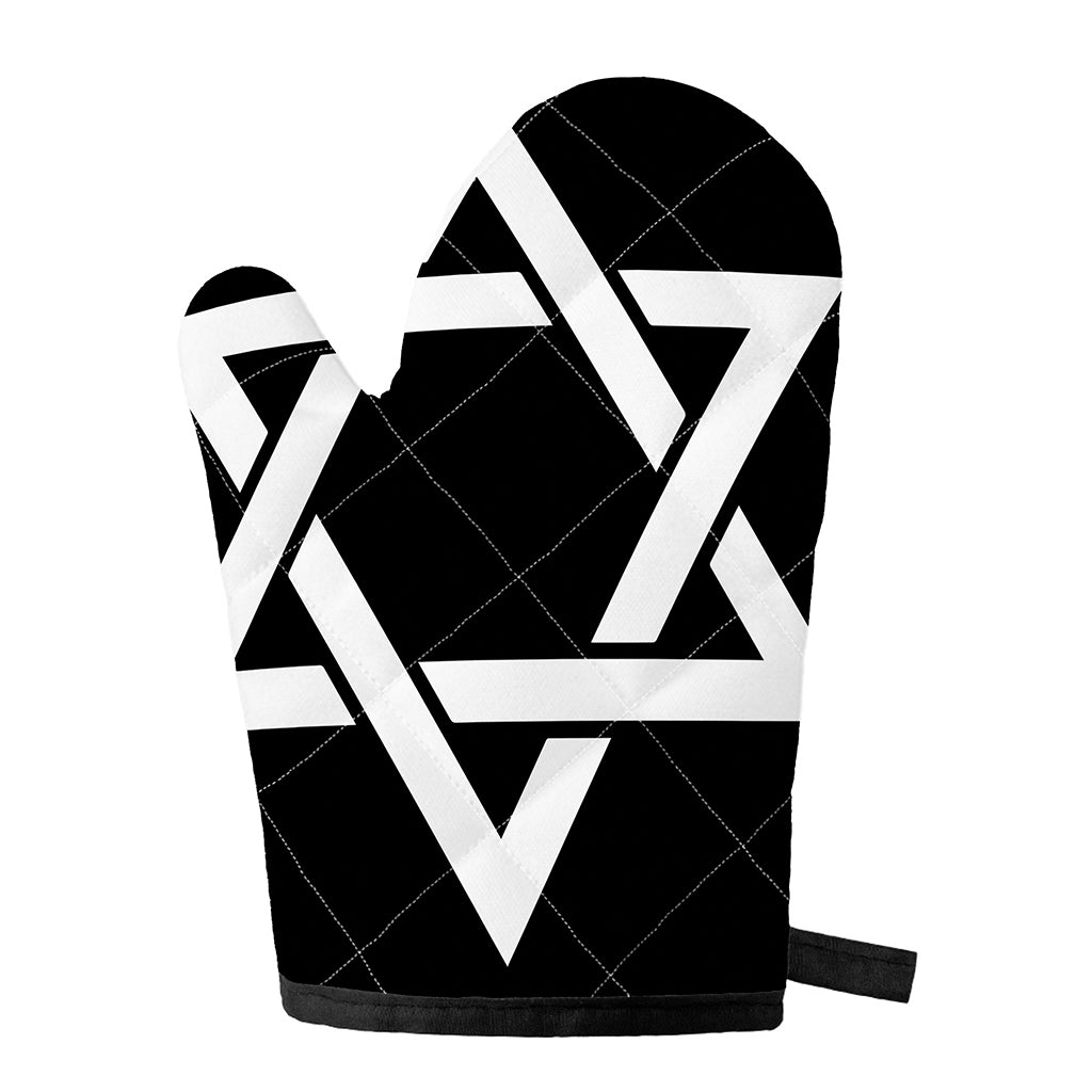 Black And White Star of David Print Single Oven Mitt