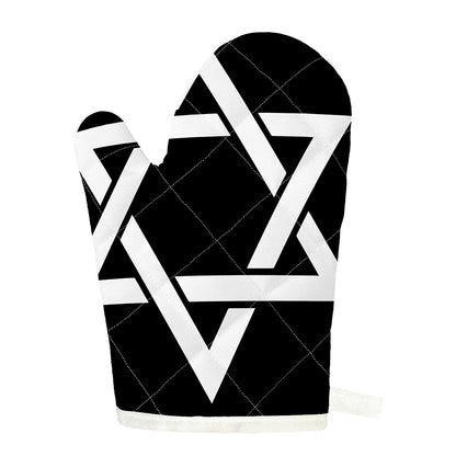 Black And White Star of David Print Single Oven Mitt