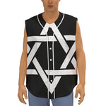 Black And White Star of David Print Sleeveless Baseball Jersey