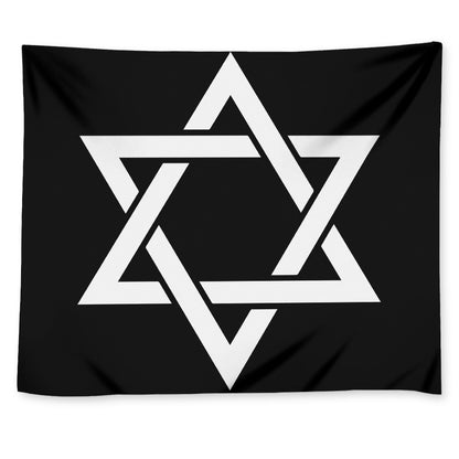 Black And White Star of David Print Tapestry