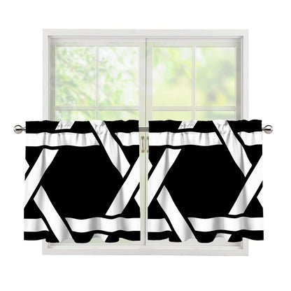 Black And White Star of David Print Tier Curtains