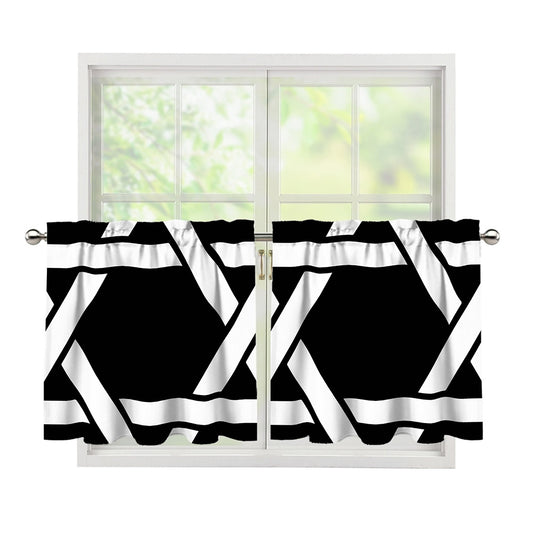 Black And White Star of David Print Tier Curtains