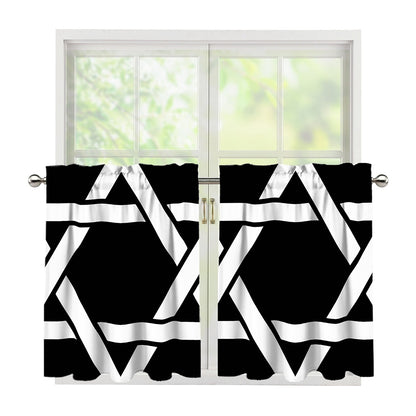Black And White Star of David Print Tier Curtains