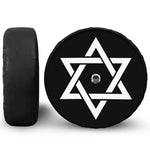 Black And White Star of David Print Tire Cover With Camera Hole