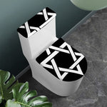 Black And White Star of David Print Toilet Lid And Tank Cover Set