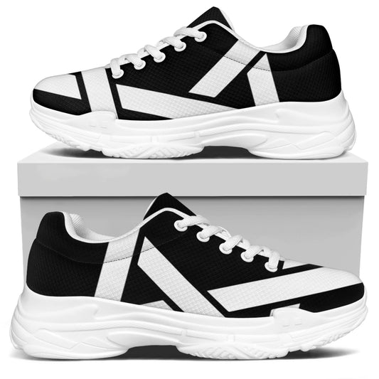Black And White Star of David Print White Chunky Shoes