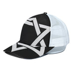 Black And White Star of David Print White Mesh Trucker Cap