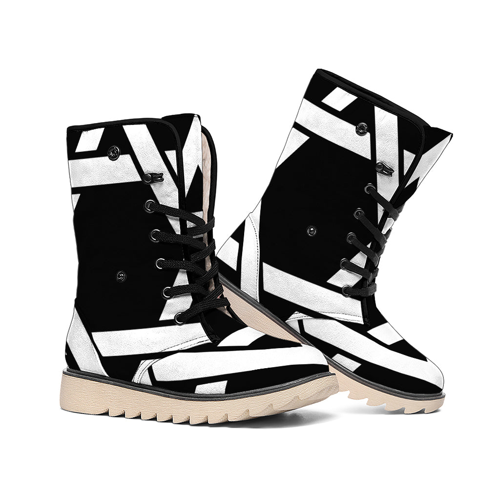 Black And White Star of David Print Winter Boots