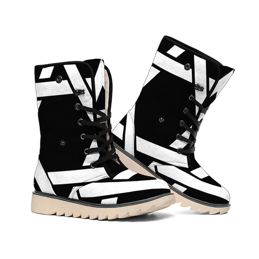 Black And White Star of David Print Winter Boots