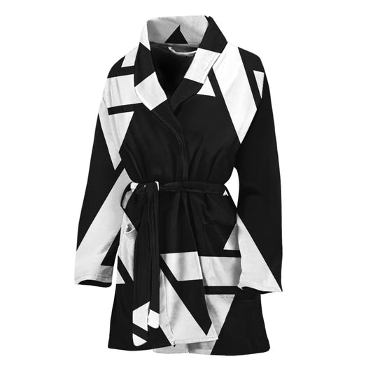 Black And White Star of David Print Women's Bathrobe