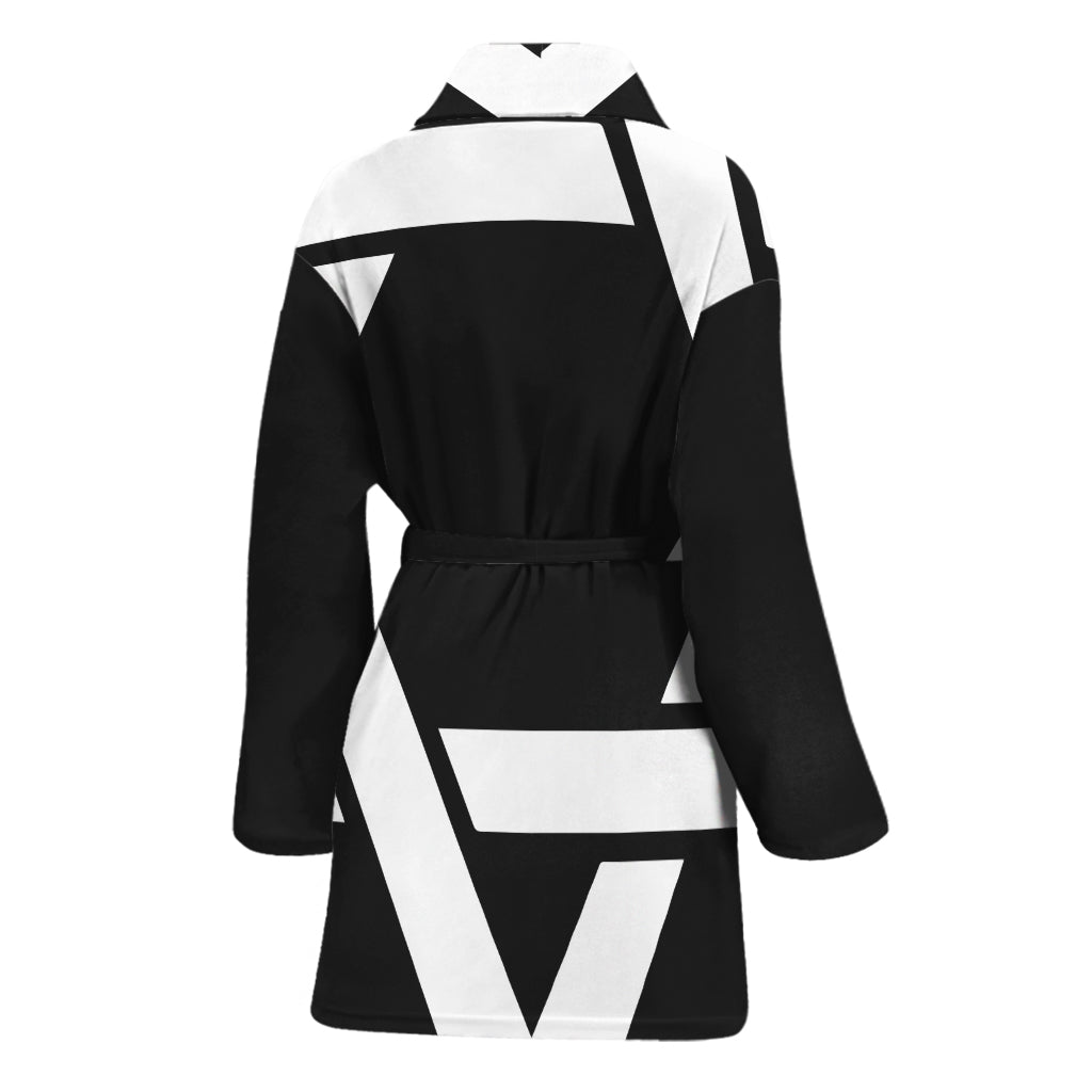Black And White Star of David Print Women's Bathrobe