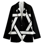 Black And White Star of David Print Women's Blazer