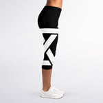 Black And White Star of David Print Women's Capri Leggings