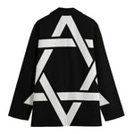 Black And White Star of David Print Women's Cotton Blazer