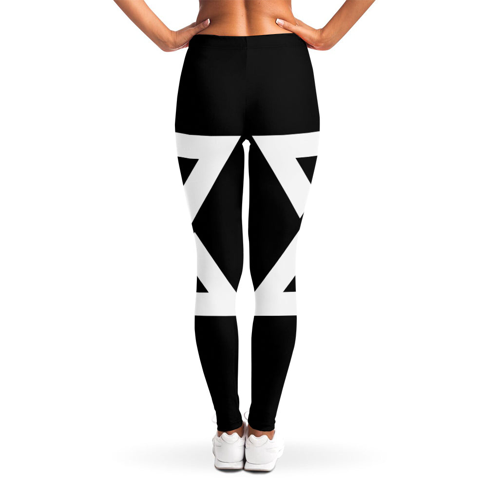 Black And White Star of David Print Women's Leggings