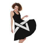 Black And White Star of David Print Women's Sleeveless Dress