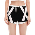 Black And White Star of David Print Women's Split Running Shorts