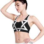 Black And White Star of David Print Women's Sports Bra