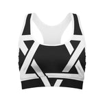 Black And White Star of David Print Women's Sports Bra