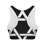 Black And White Star of David Print Women's Sports Bra