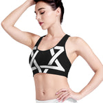 Black And White Star of David Print Women's Sports Bra