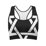 Black And White Star of David Print Women's Sports Bra