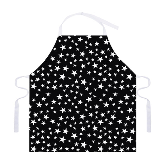 Black And White Star Pattern Print Adjustable Apron