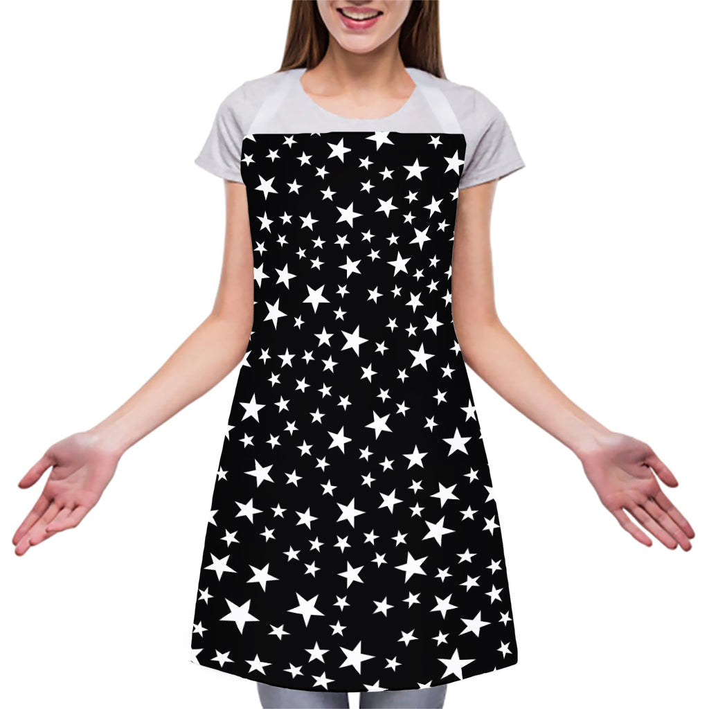 Black And White Star Pattern Print Adjustable Apron