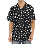 Black And White Star Pattern Print Aloha Shirt