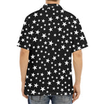 Black And White Star Pattern Print Aloha Shirt