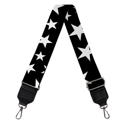 Black And White Star Pattern Print Bag Strap