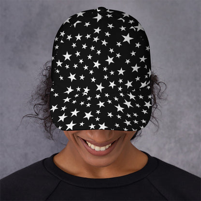 Black And White Star Pattern Print Baseball Cap